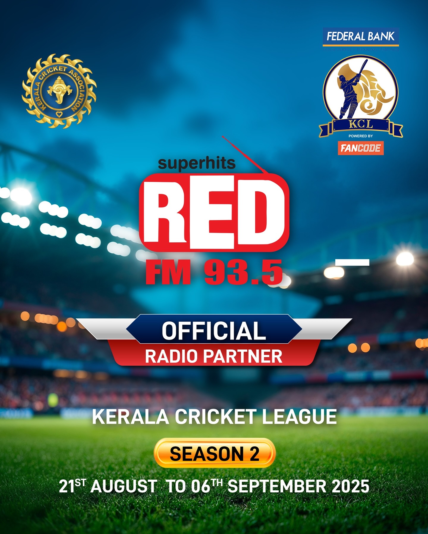 Red FM 93.5 is the Official Radio Partner of the Kerala Cricket League – Season 2