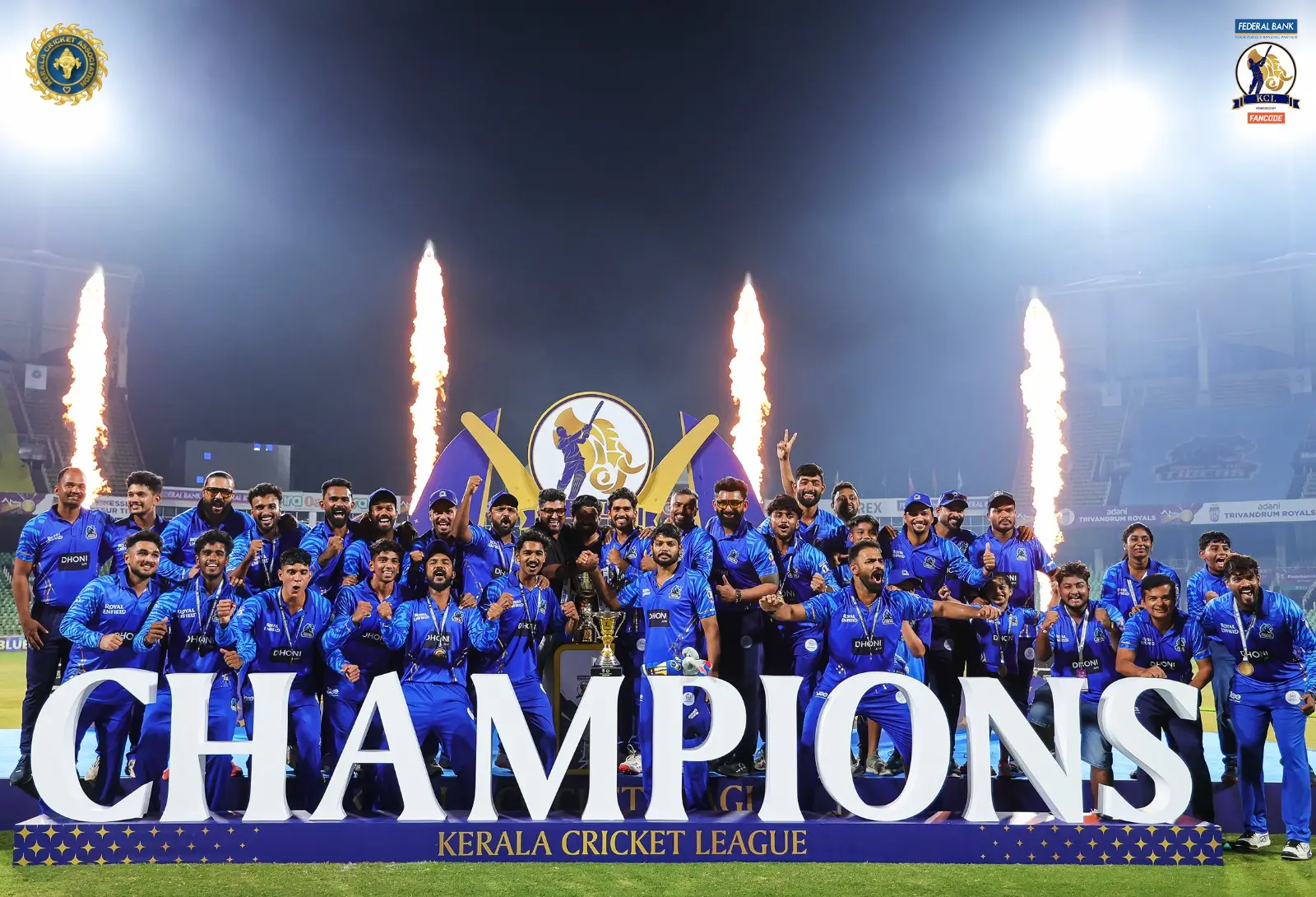 KOCHI BLUE TIGERS, KERALA CRICKET LEAGUE SEASON 2 CHAMPIONS